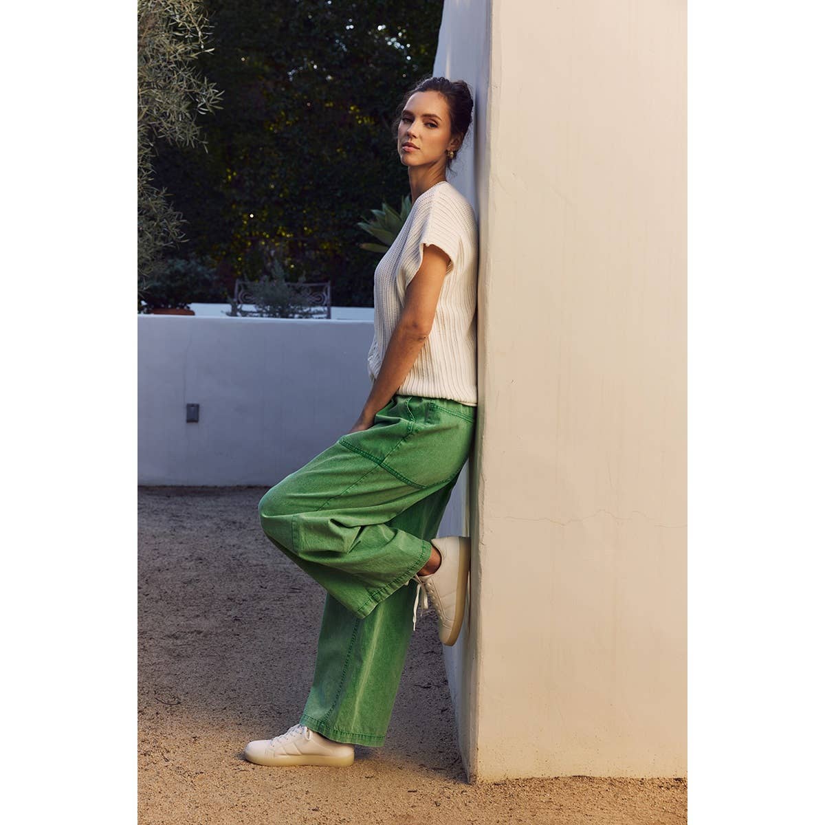 Kelly Green Mineral-Washed Pants