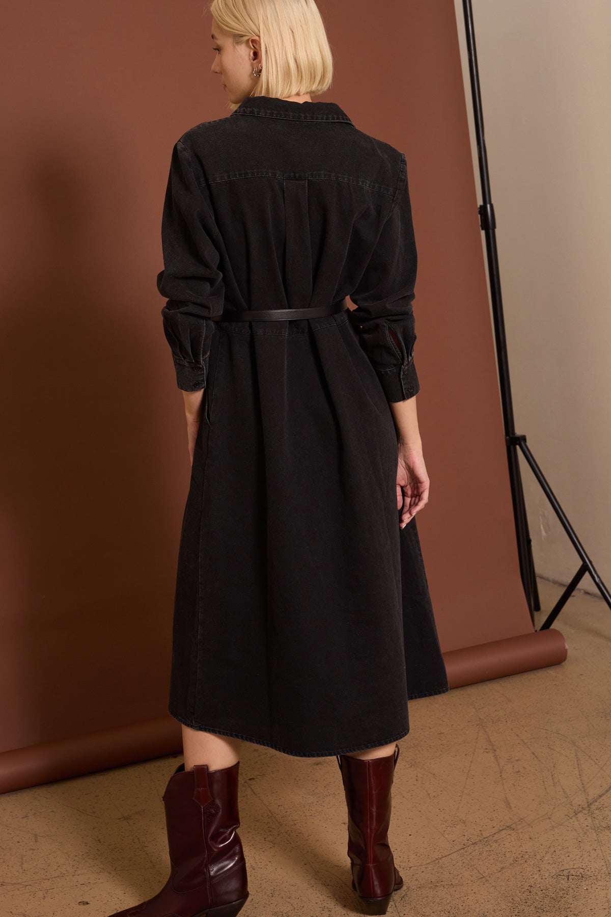 Joni Button-Down Dress + Duster (Black Denim)