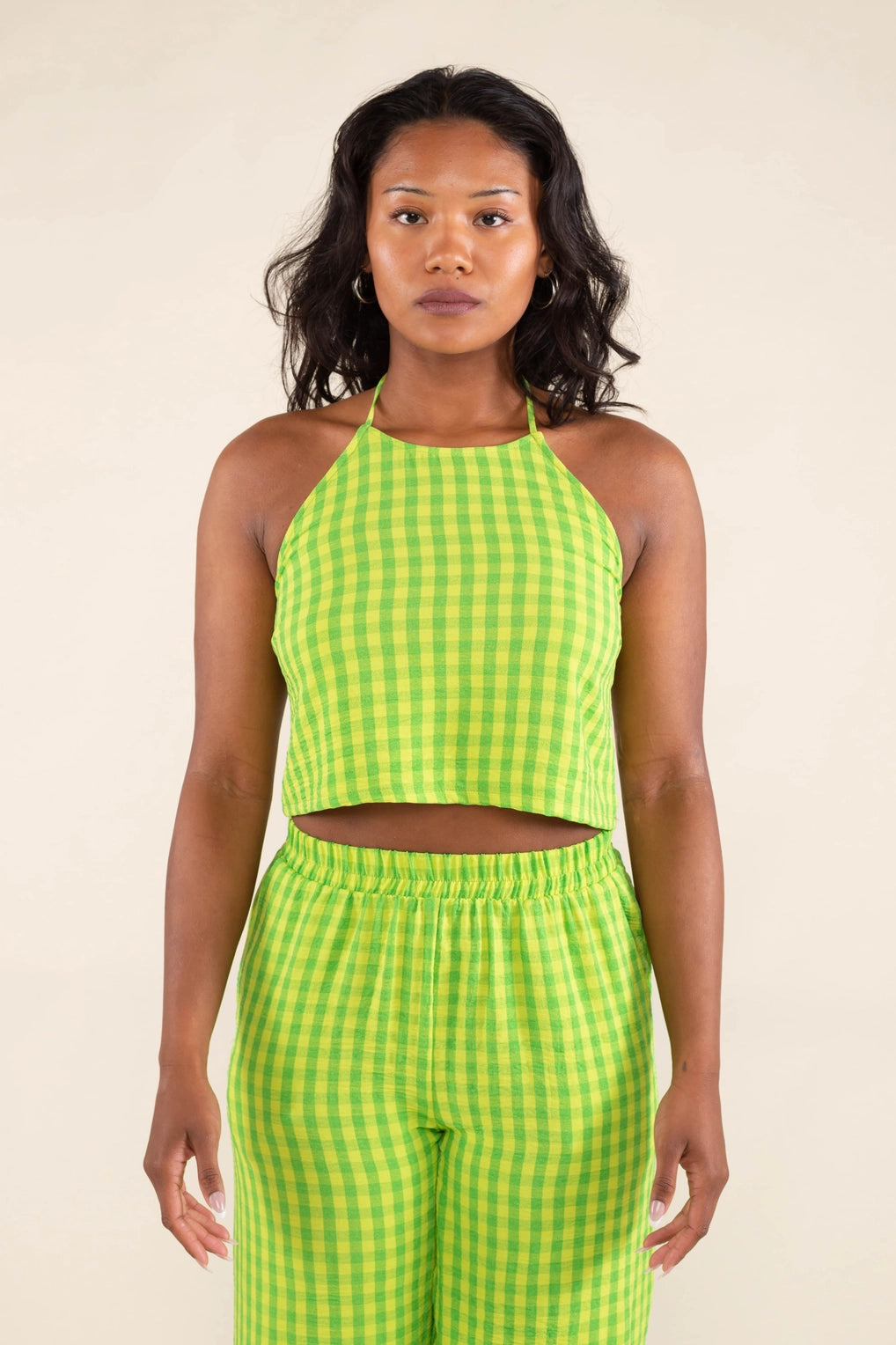 Lime Gingham Halter