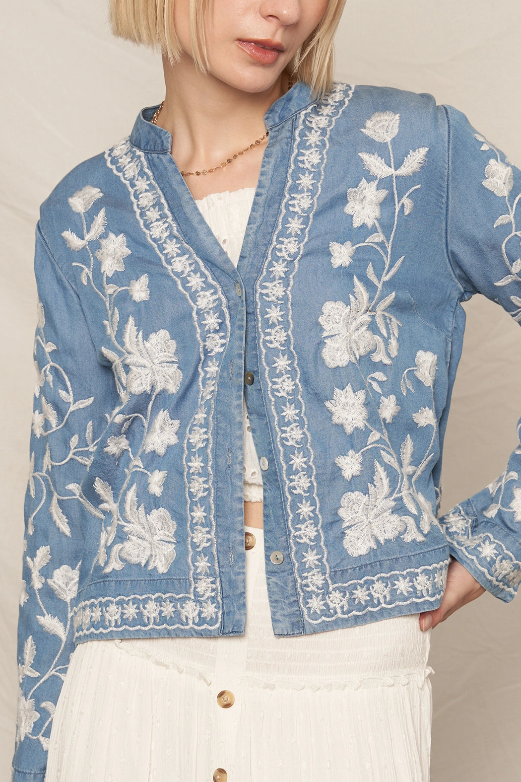 Jenny-Rebecca Light Wash Button-Down