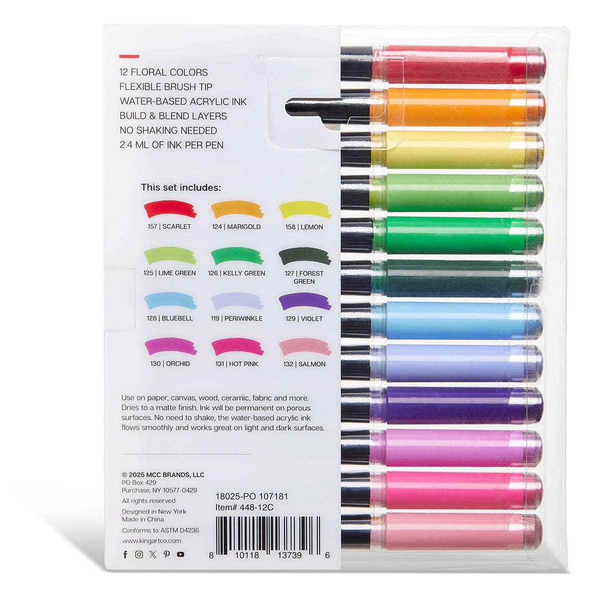 PRO Acrylic Paint Brush Pens - 12 Floral Colors | KINGART