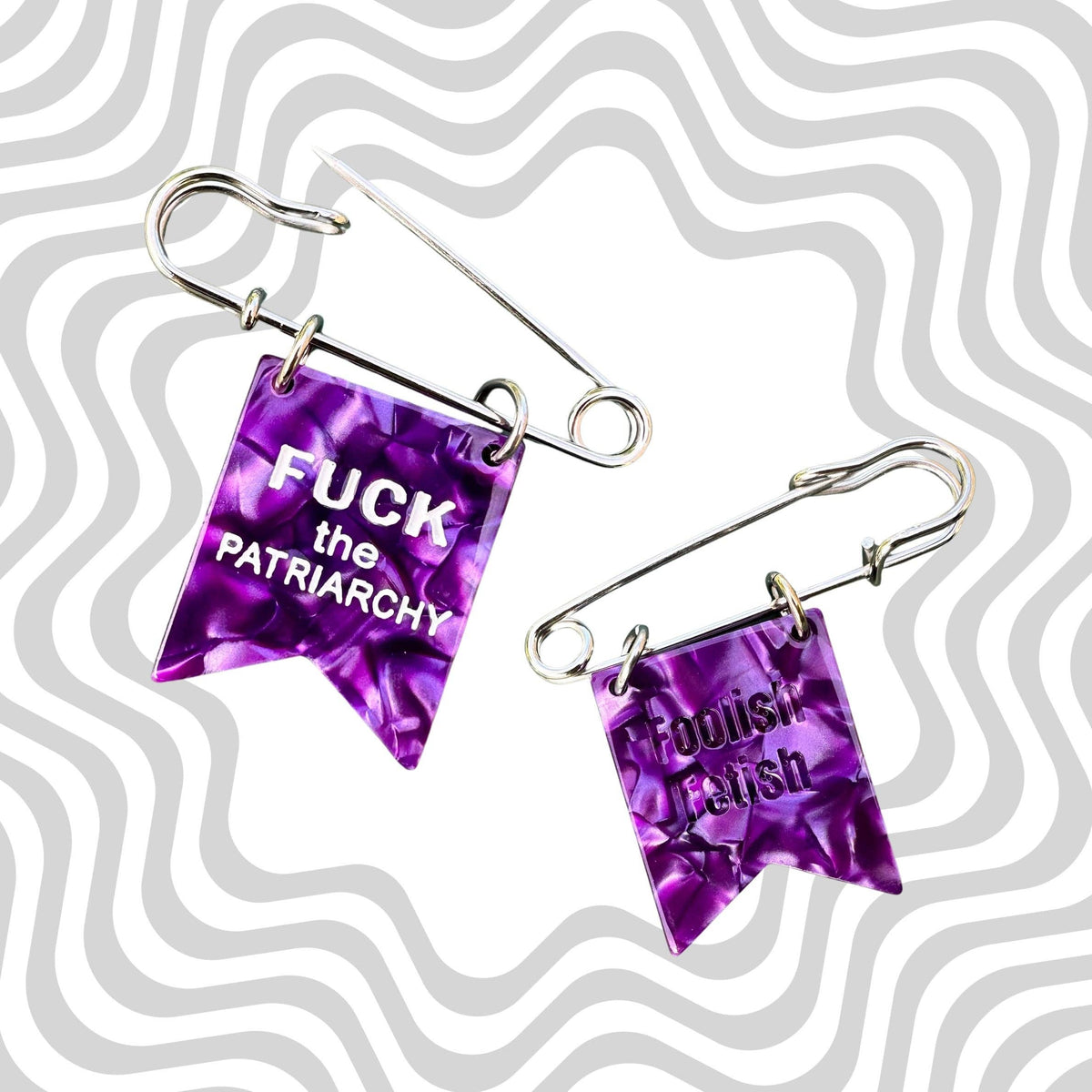F*ck the Patriarchy Ribbon Safety Pin