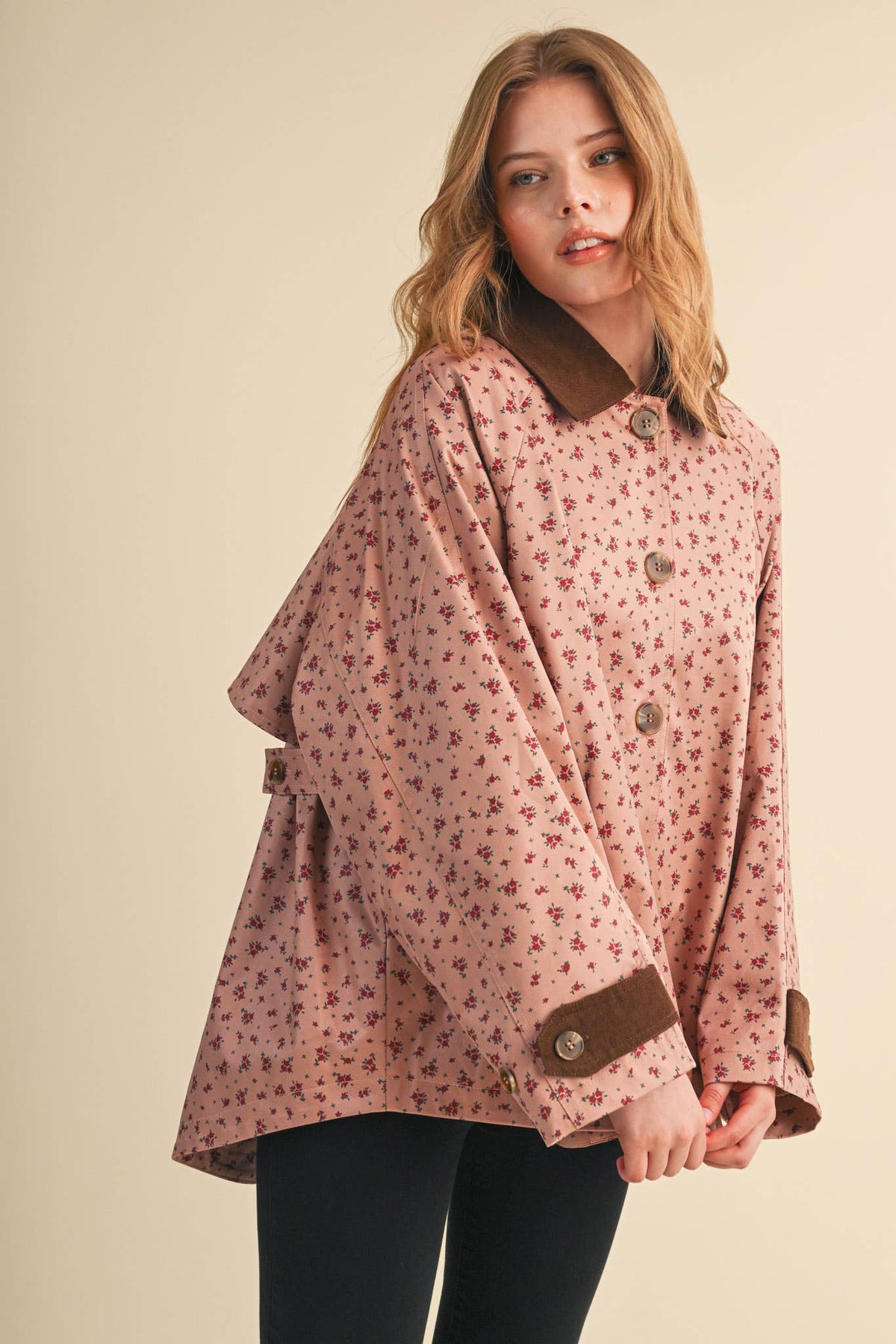 Olivia Floral Swing-Style Barn Jacket (Rose)