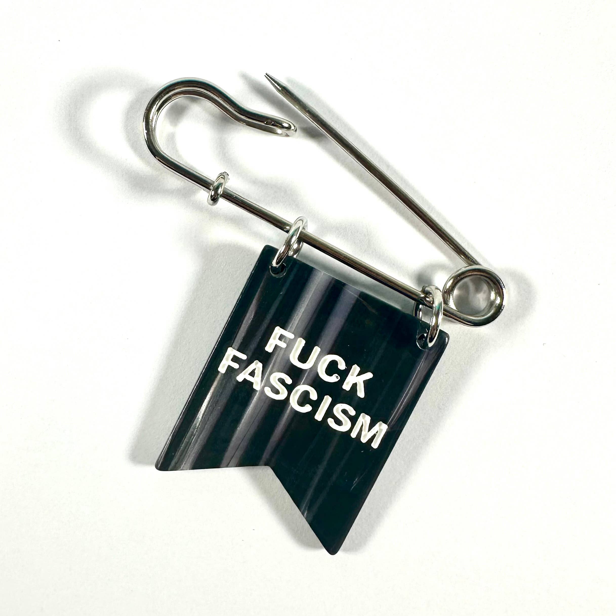 F*ck F*scism Banner Ribbon Safety Pin
