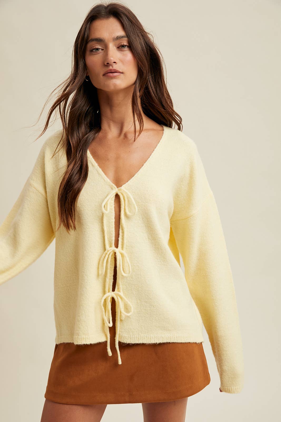 Brushed Butter Tie-Up Sweater