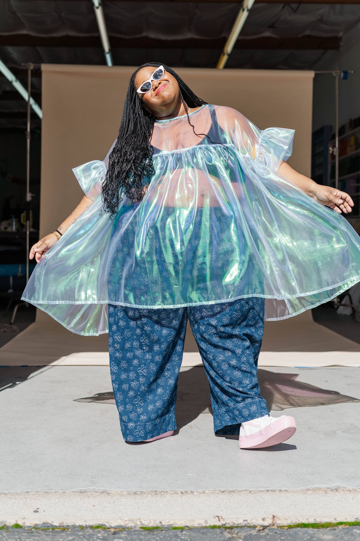 Sheer Blue Metallic Mini Dress | NETTLE STUDIOS