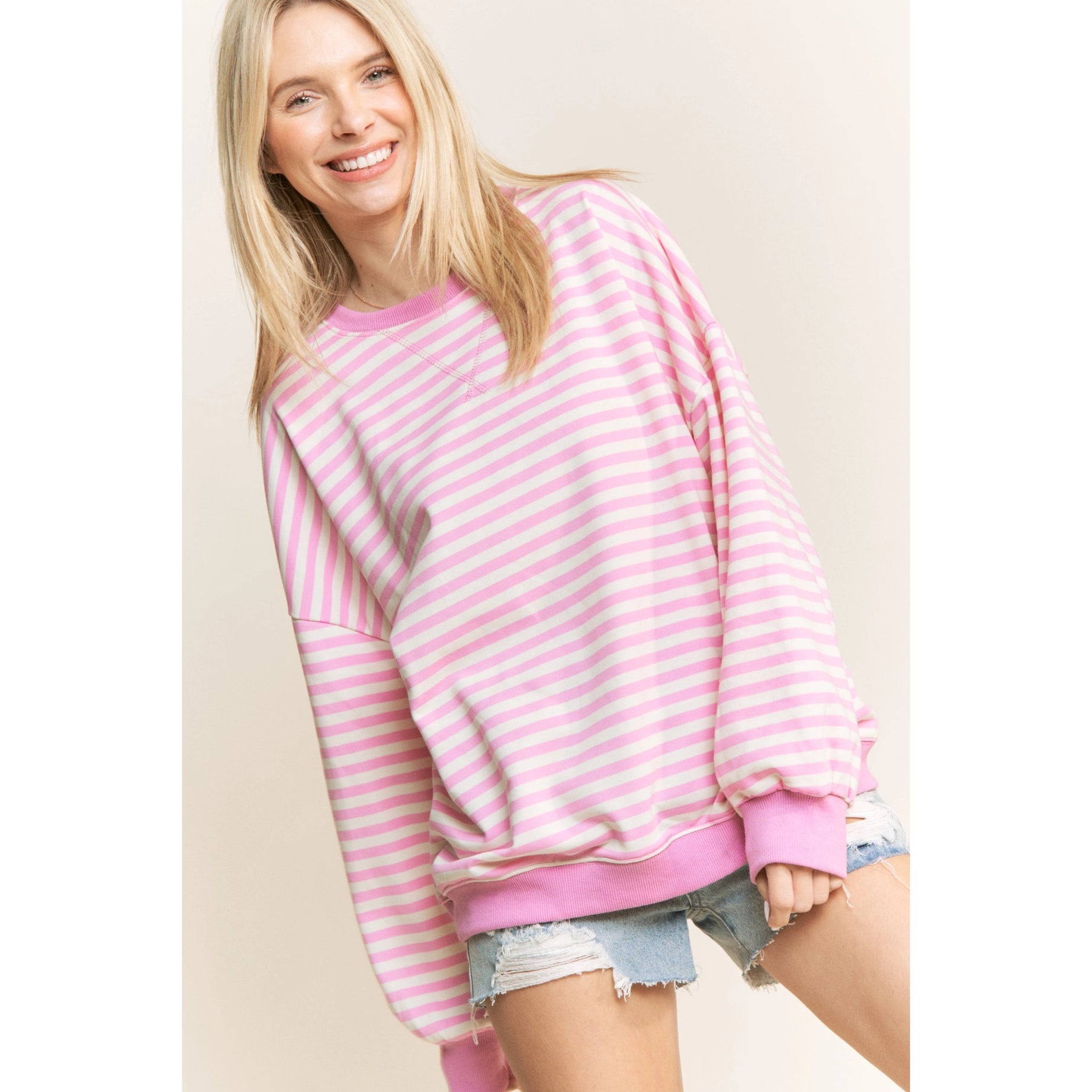 Striped Everyday Pullover (Pink)