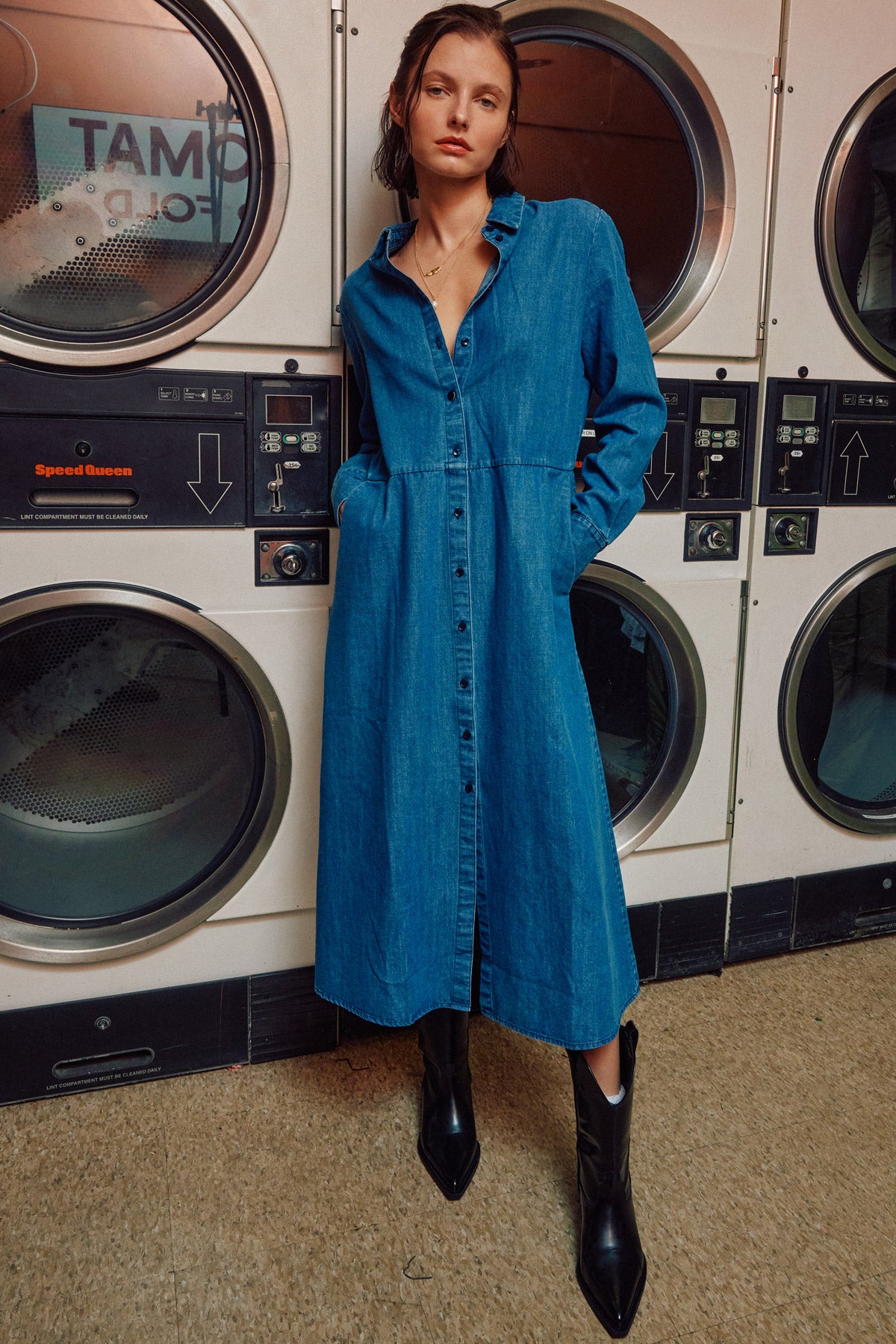 Joni Button-Down Dress + Duster (Blue Denim)