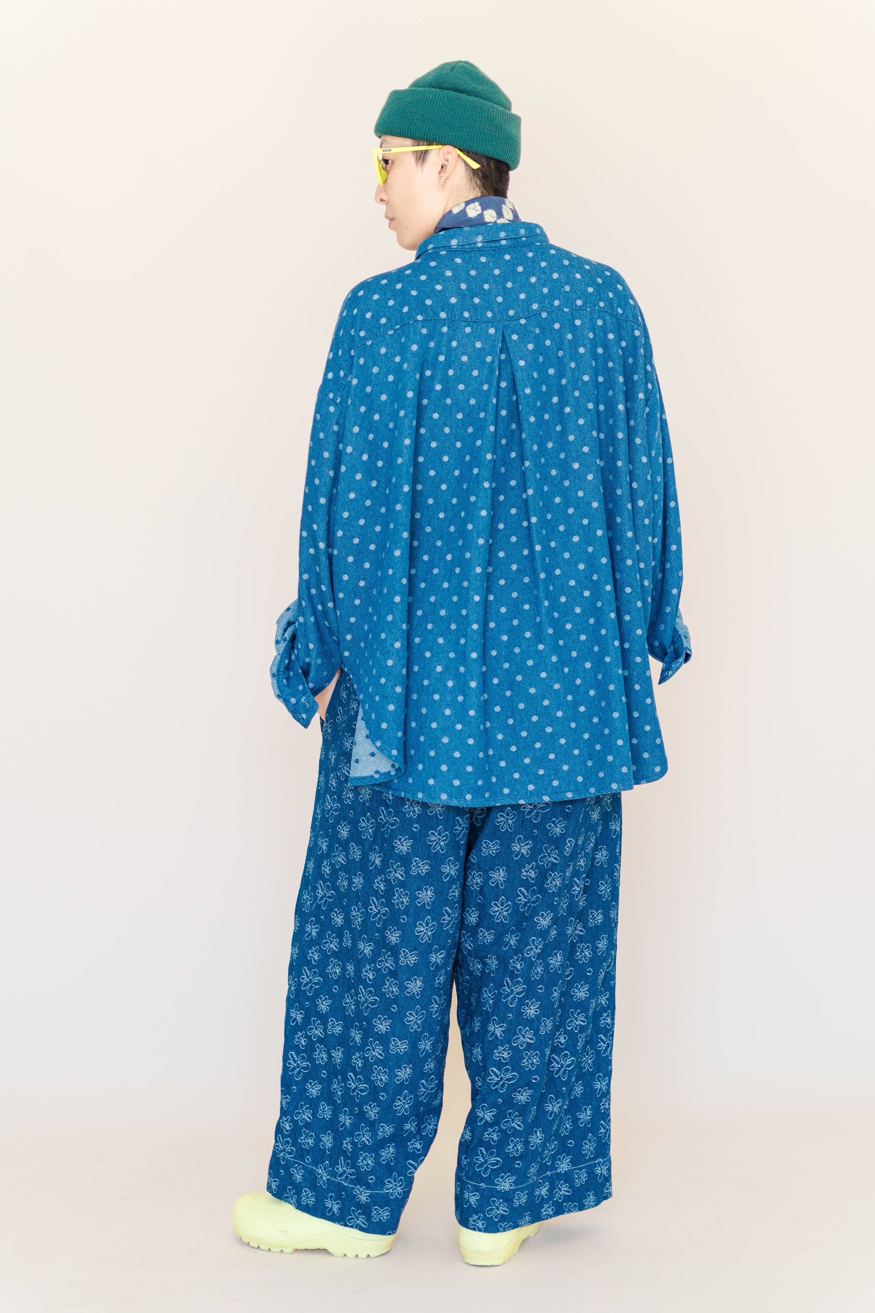 Size Inclusive Polka Dot Denim Button Up Shirt | NETTLE STUDIOS