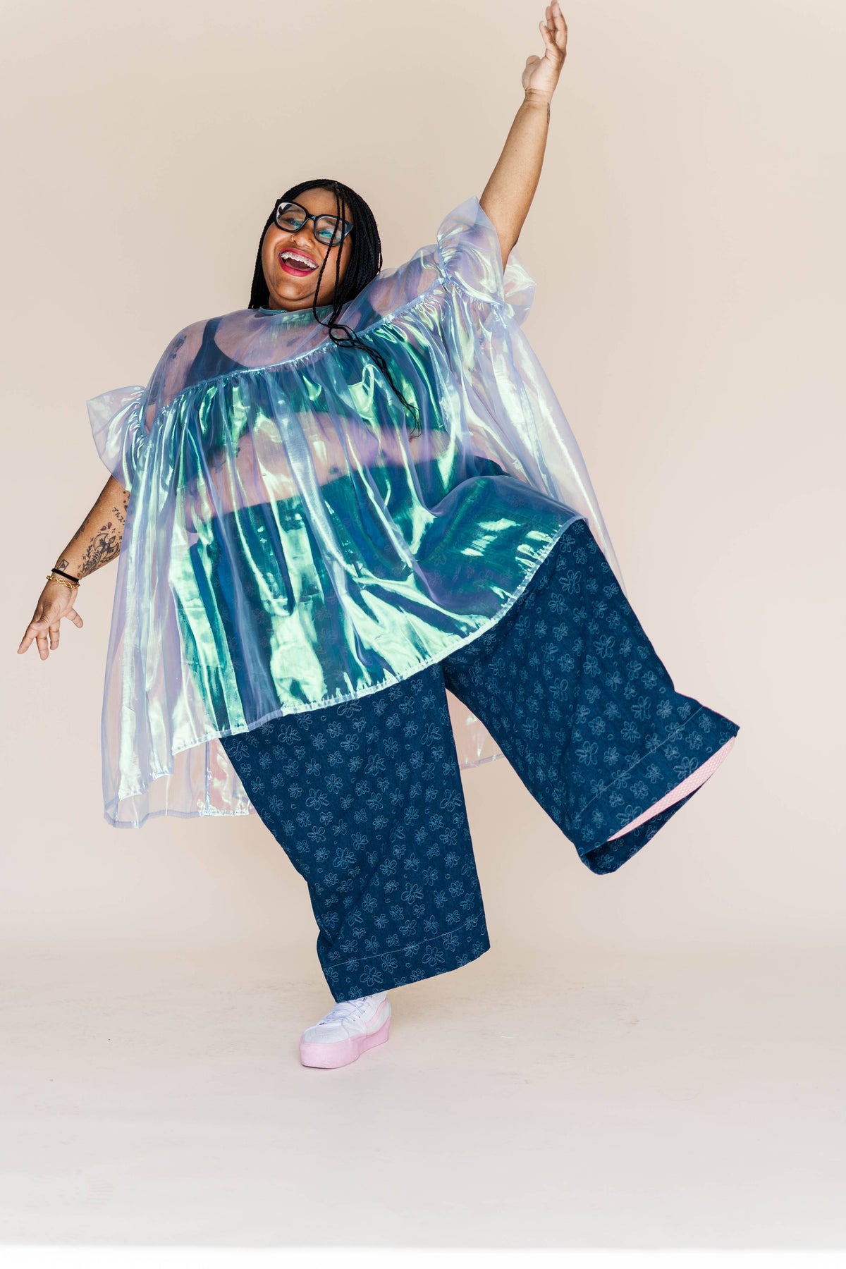 Sheer Blue Metallic Mini Dress | NETTLE STUDIOS