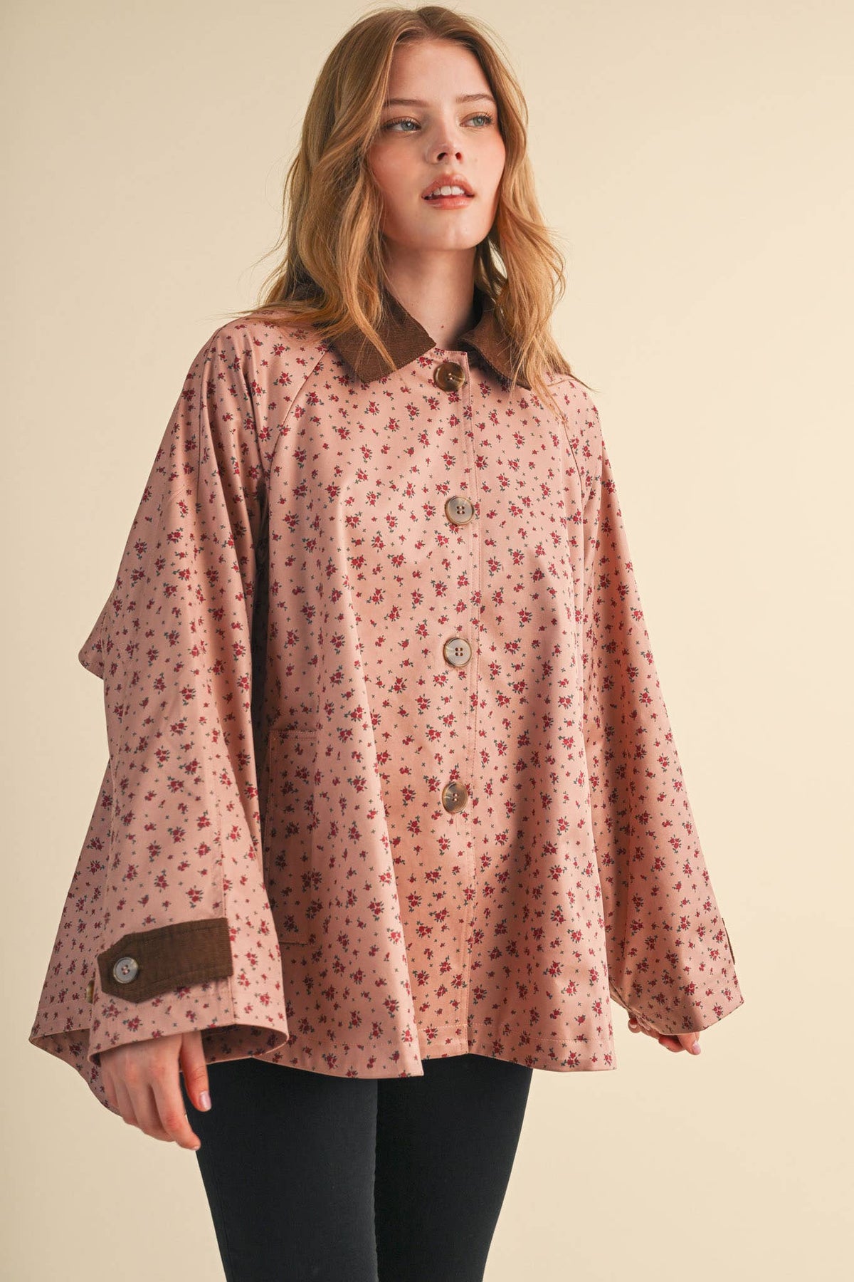 Olivia Floral Swing-Style Barn Jacket (Rose)