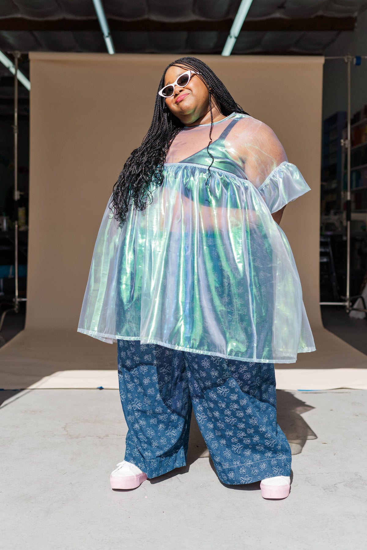 Sheer Blue Metallic Mini Dress | NETTLE STUDIOS
