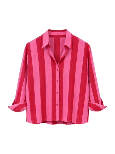 Surf Stripe Button Down Crop Top