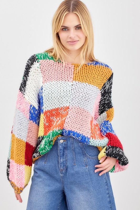 Rainbow Patchwork Knit