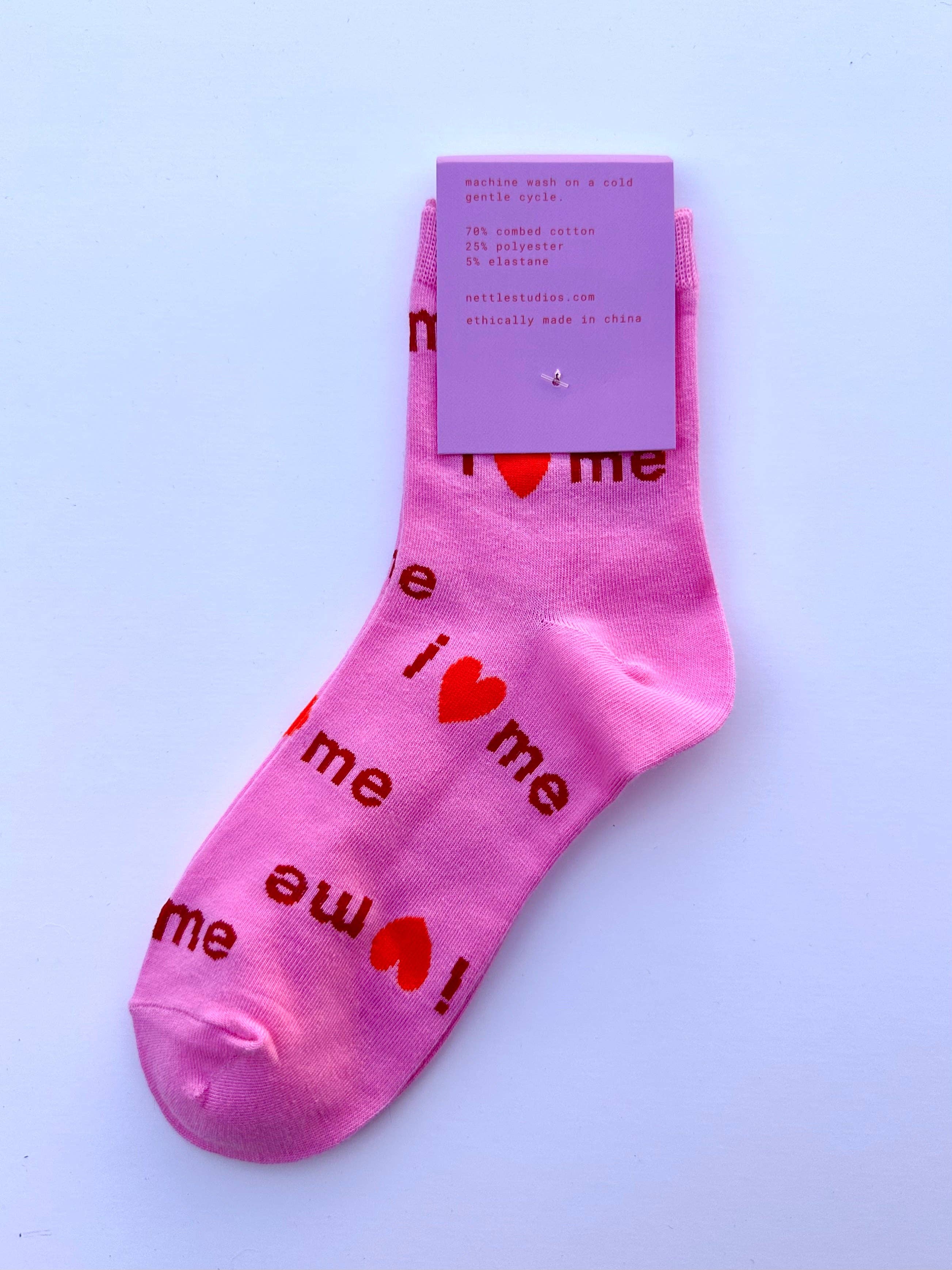 Women’s Novelty Cotton Pink Self Love Ankle Sock | NETTLE STUDIOS