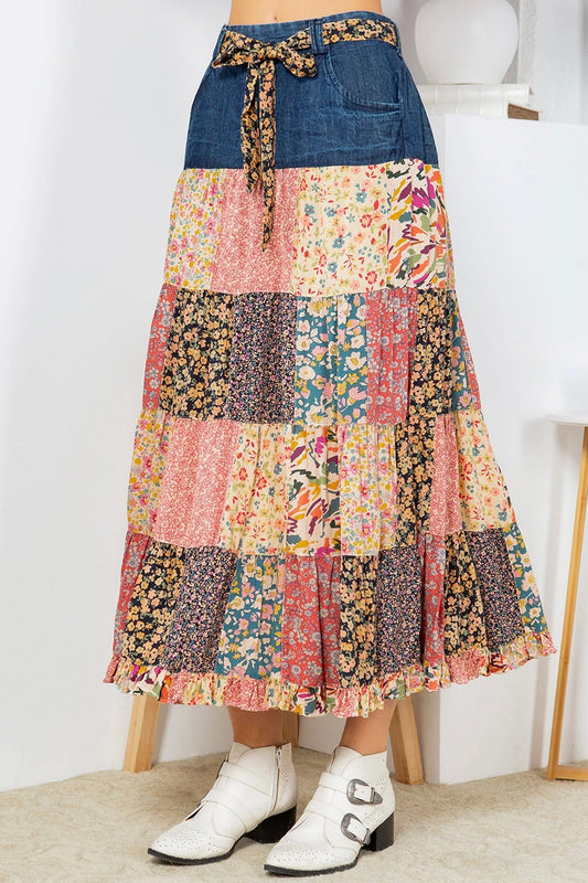 Patchwork Serenade Midi Skirt
