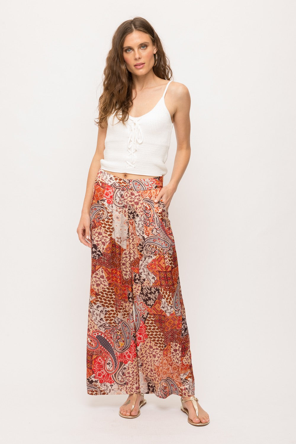 Paisley Satin Flowy Pants