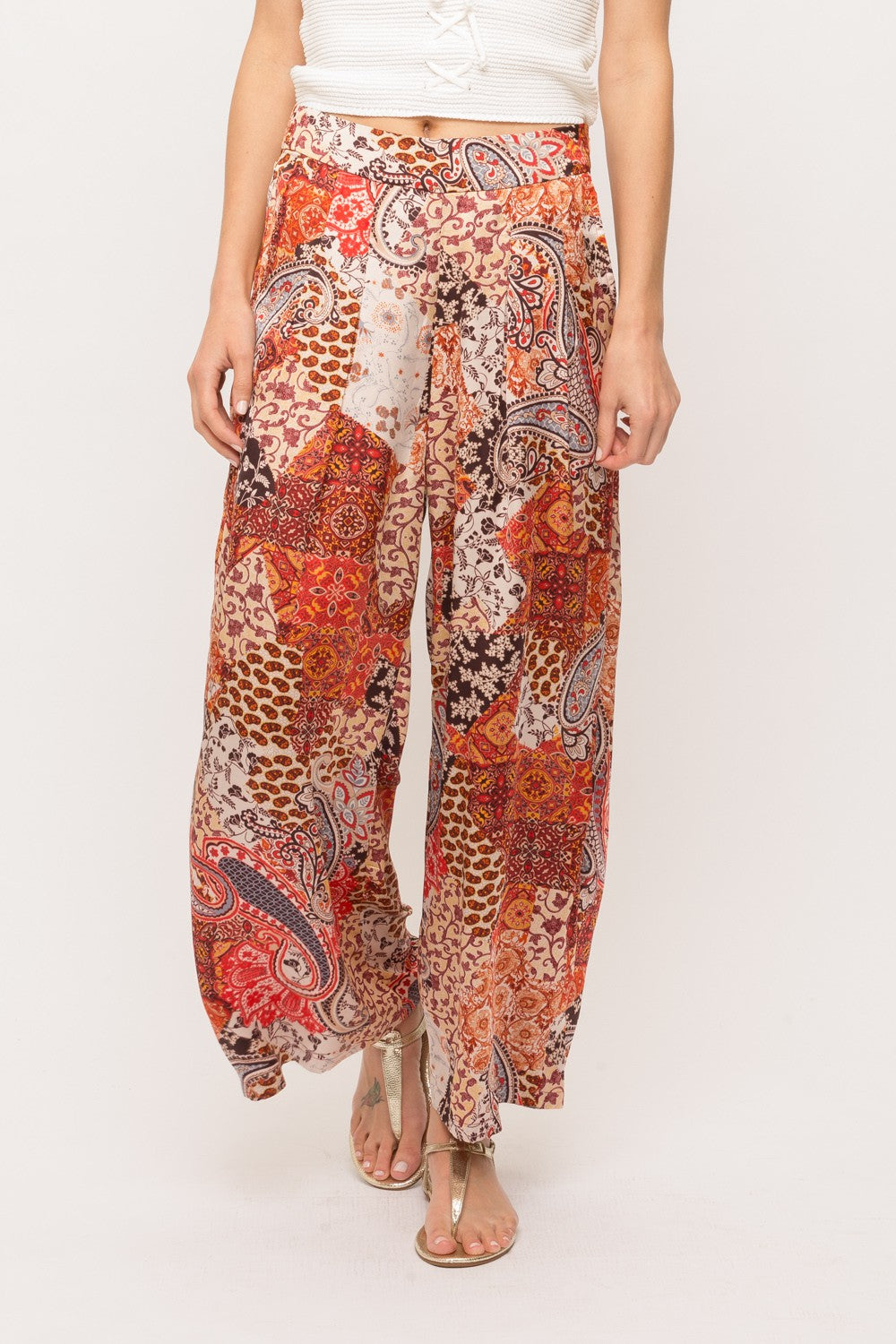 Paisley Satin Flowy Pants