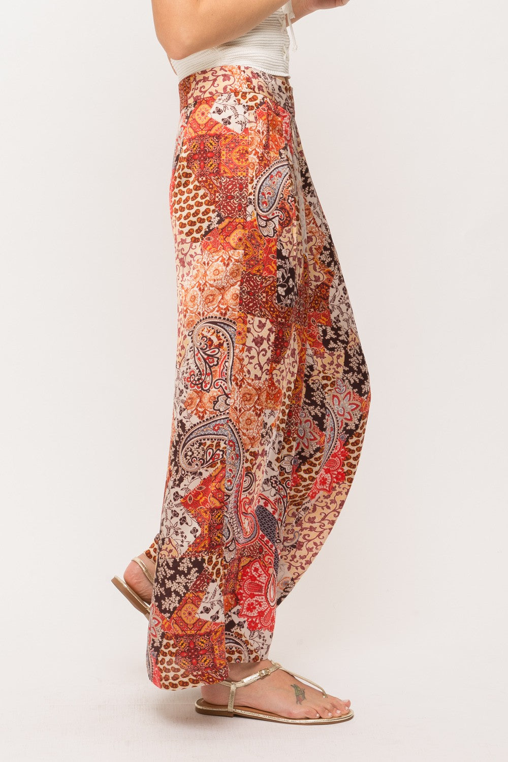 Paisley Satin Flowy Pants