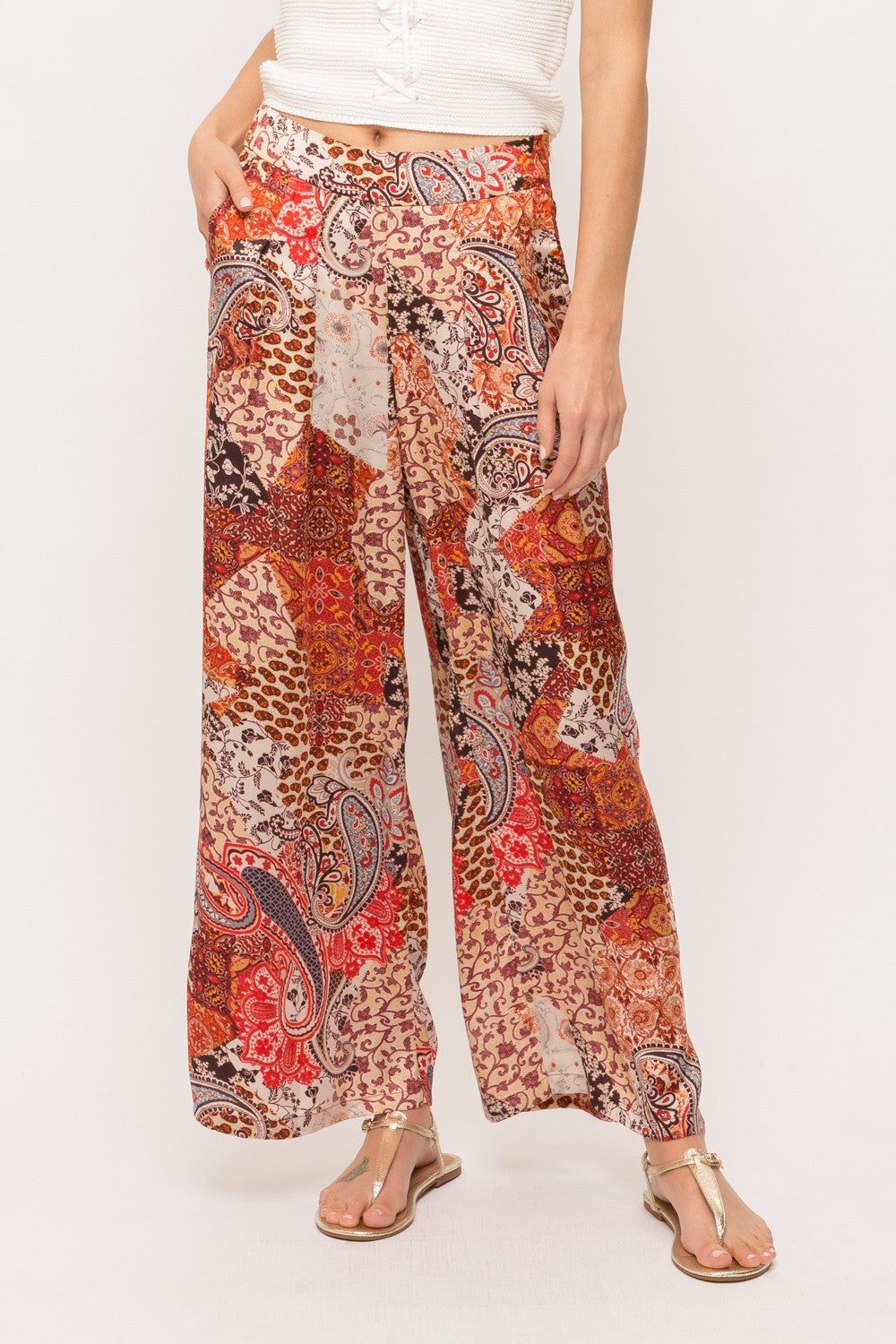 Paisley Satin Flowy Pants