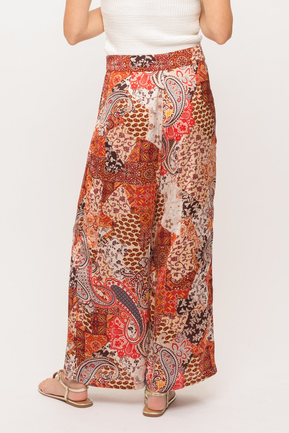 Paisley Satin Flowy Pants