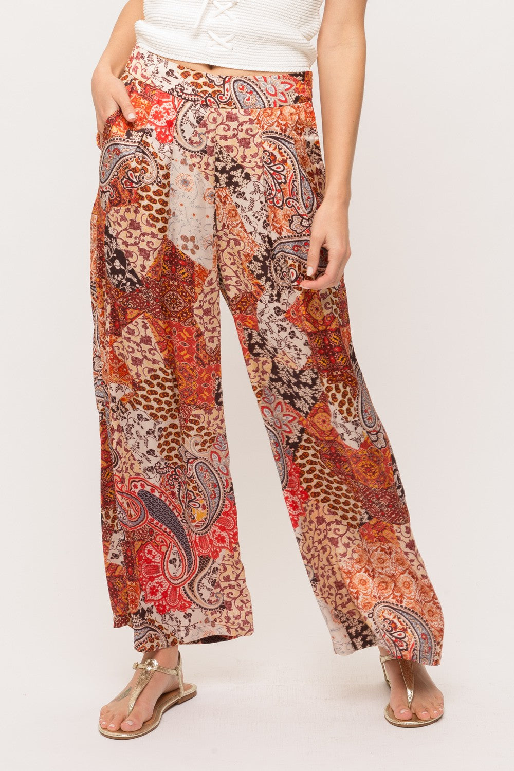 Paisley Satin Flowy Pants