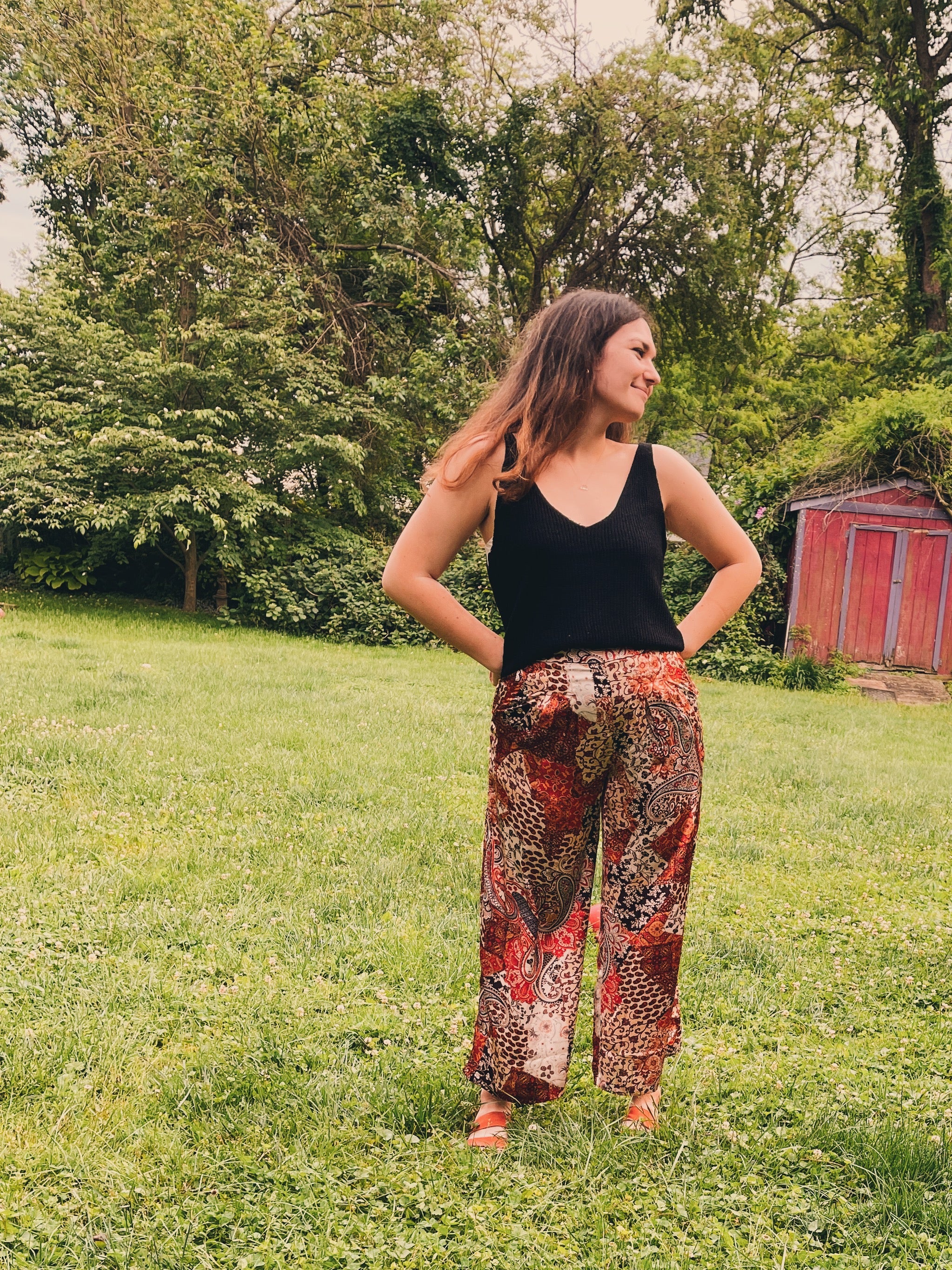 Paisley Satin Flowy Pants